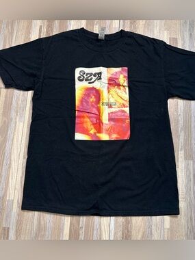 SZA Black Short-Sleeve Tee with Red & Yellow “Good Days On My Mind” Medium